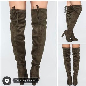 Olive Green Knee High Boots
